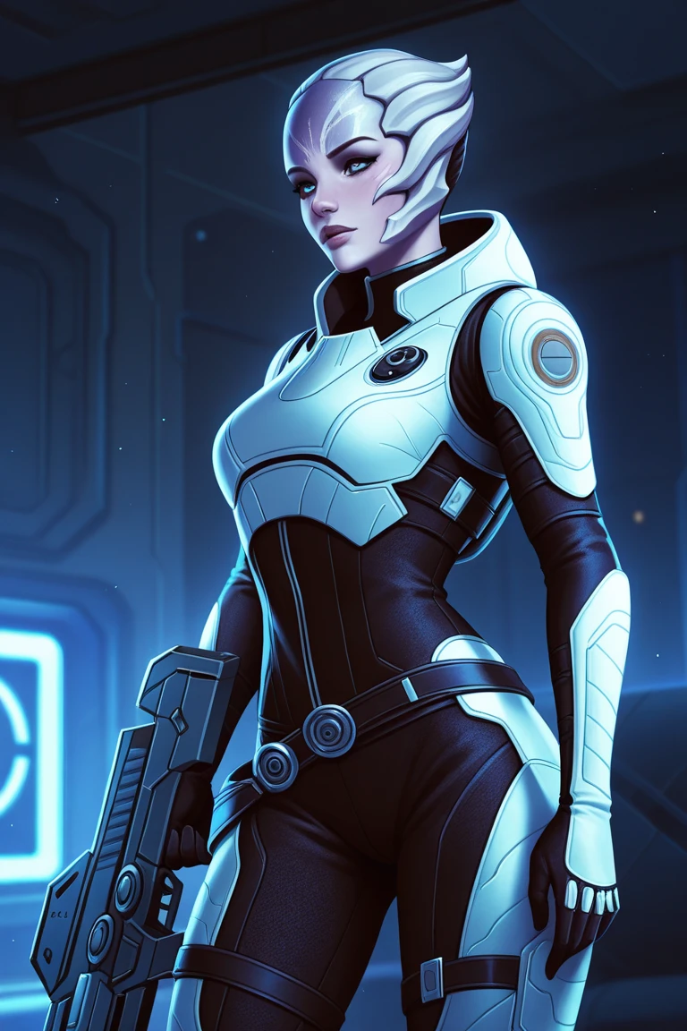Edi,blue eyes,android,black lips,
upper body,smile,
space cabin,science fiction,indoors,
(insanely detailed, best quality) solo,<lora:Edi-10MEv9:0.8>,