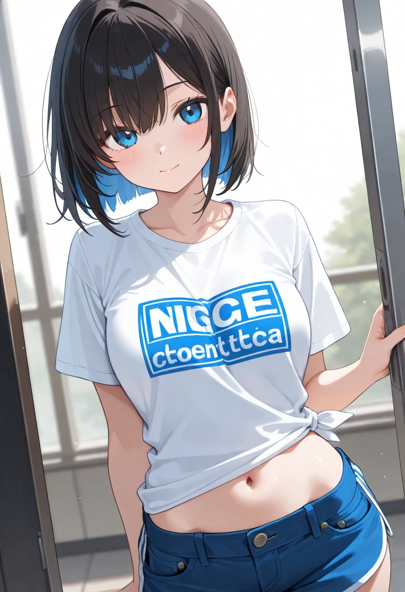Top quality、32K quality、masterpiece、nffsw:1.2)、Cute Loli、Medium to short hair、Short braids、Beautiful face、(Laziness:1.3)、Squat、(from above:1.2)、(close up:1.4)、、((You can see the breasts))、Chest sheer、Loose, baggy T-shirt、、Outdoor、wind、Smooth skin、Blurred background