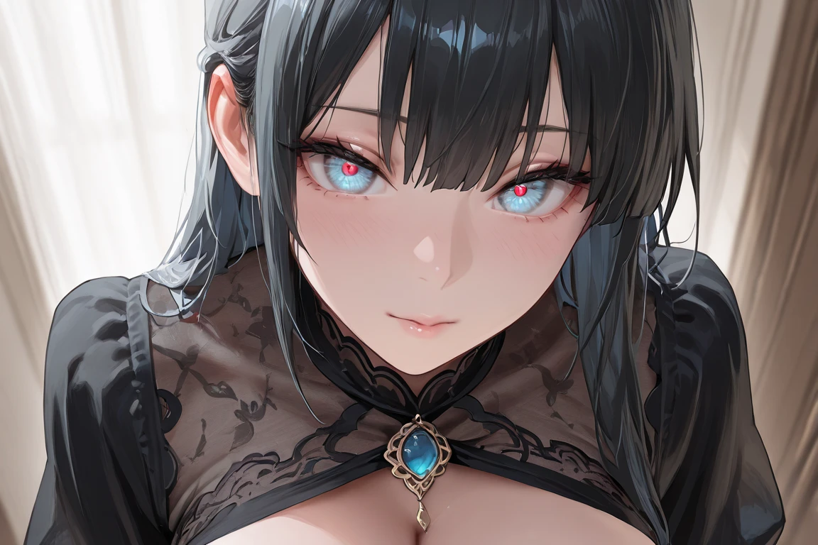 Beautiful, Detailed body, HD, 4K, High quality, High resolution, Primordial Entity, Female, Black void, 1 girl, Black hair, Bangs, Faceless, Creature