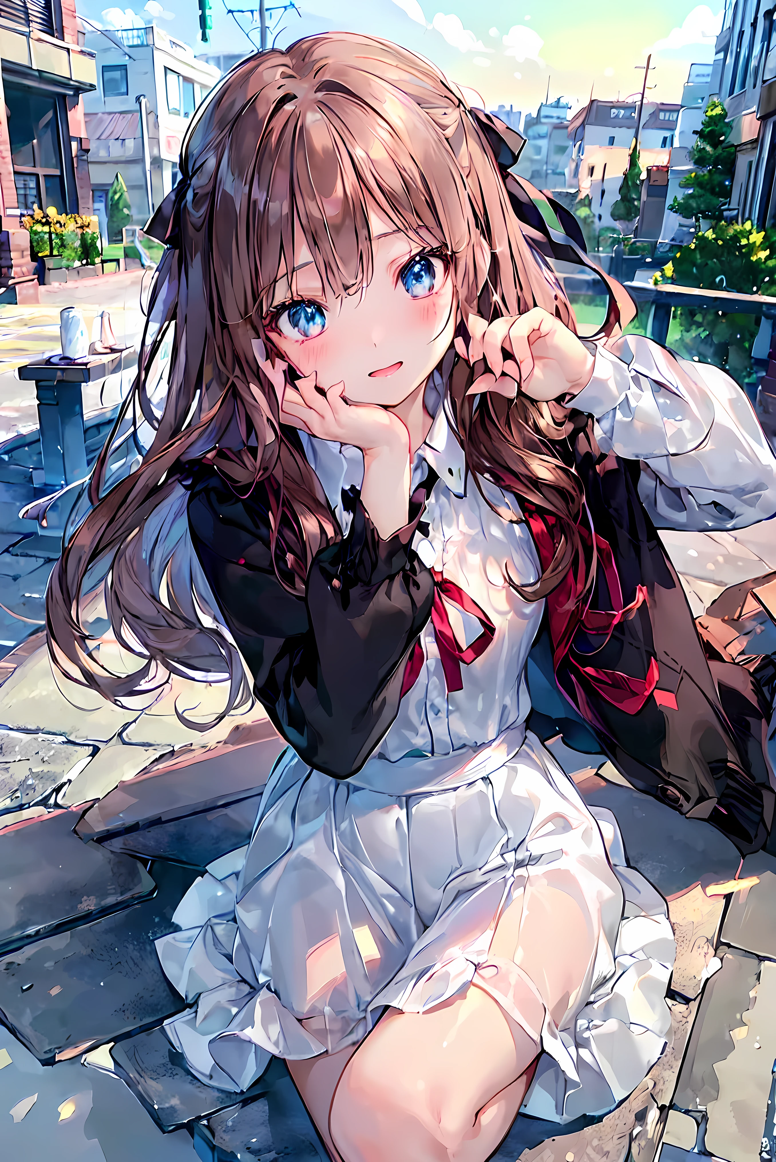 Lewdな女学生、((13才のGirlの自慰))、field、garden、grass((NSfW Vibrator Inserted and Vibrated))、Ahegao、pleasure、Climax、Agony、Lewd、Ecstatic expression、童顔で幼いGirl、((Love juices are dripping down her thighs、No pussy juice々leak))バイブの刺激にAgonyしイク、Drunken eyes、((A young with a baby face、Lower grades of elementary ))Long twin tails、Blue ribbon、Brown Hair、Soft Hair、Elementary school girl