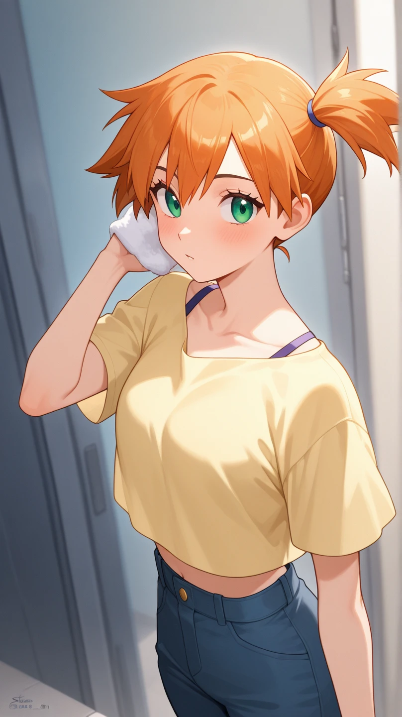 score_9, score_8_up, score_7_up, 1girl, rabbit pose, seductive smile, red hair, hair intakes, amethyst eyes, small breasts, golden clothes, god rays, indoors, <lora:Mankai_Kaika_PonyXL_style_v02:1>