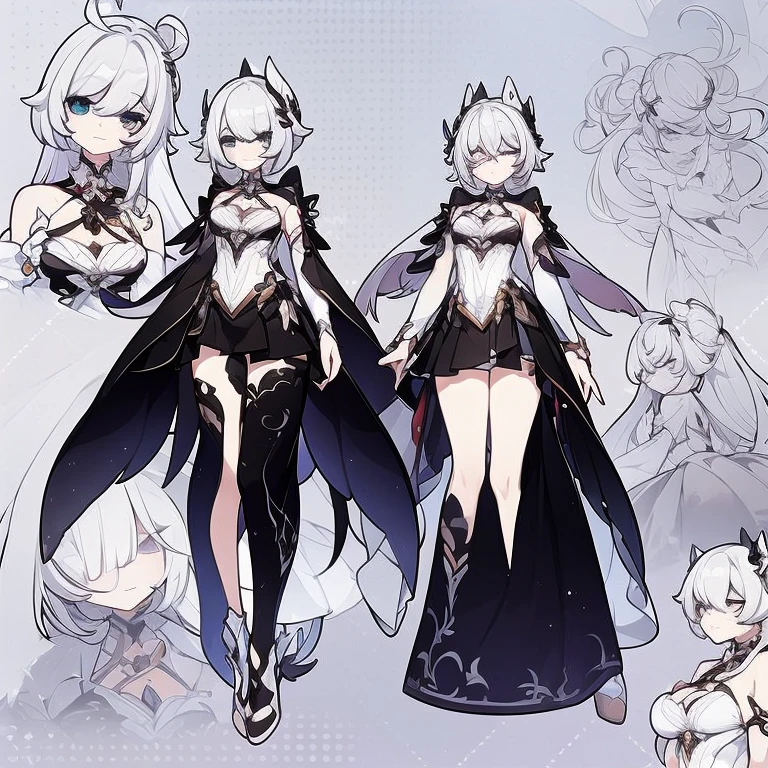 chibi,full body,standing,Hydaelyn Final Fantasy XIV by Kangaxx, blac eyes