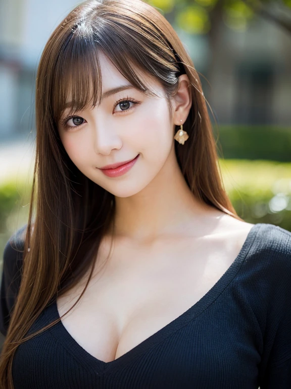 (Cowboy Shot、Highest quality、8k、Award-winning works、Ultra-high resolution)、One beautiful woman、(The perfect and most natural long sleeve shirt:1.1)、(blonde:1.1)、Bright color contacts、Perfect Makeup、Bright and shiny lipstick、(Very heavy makeup:1.2)、(Deep pink around the eyes:1.1)、Beautiful bright eyeshadow、Heavy makeup around the eyes、(Big Breasts:1.2)、very long wavy hair、(Romantic affection:1.1)、私を見た時のThe best smile、(Many of them emphasize the body line..:1.1)、(Strongly blurred vibrant Harajuku city background:1.1)、(Strongly blurred background:1.1)、Accurate anatomy、Ultra HD Hair、(Ultra-high resolutionの完璧な美しい歯:1.1)、Ultra-high definition beauty face、Ultra HD Hair、Ultra HD Shining Eyes、輝くUltra-high resolutionの美肌、Ultra-high resolutionの艶やかな唇, Very detailed, close your eyes, Nose and mouth,Face Focus, Extreme close up of face、 Symmetrical face,Realistic nostrils、The best smile,Has a duck-shaped mouth