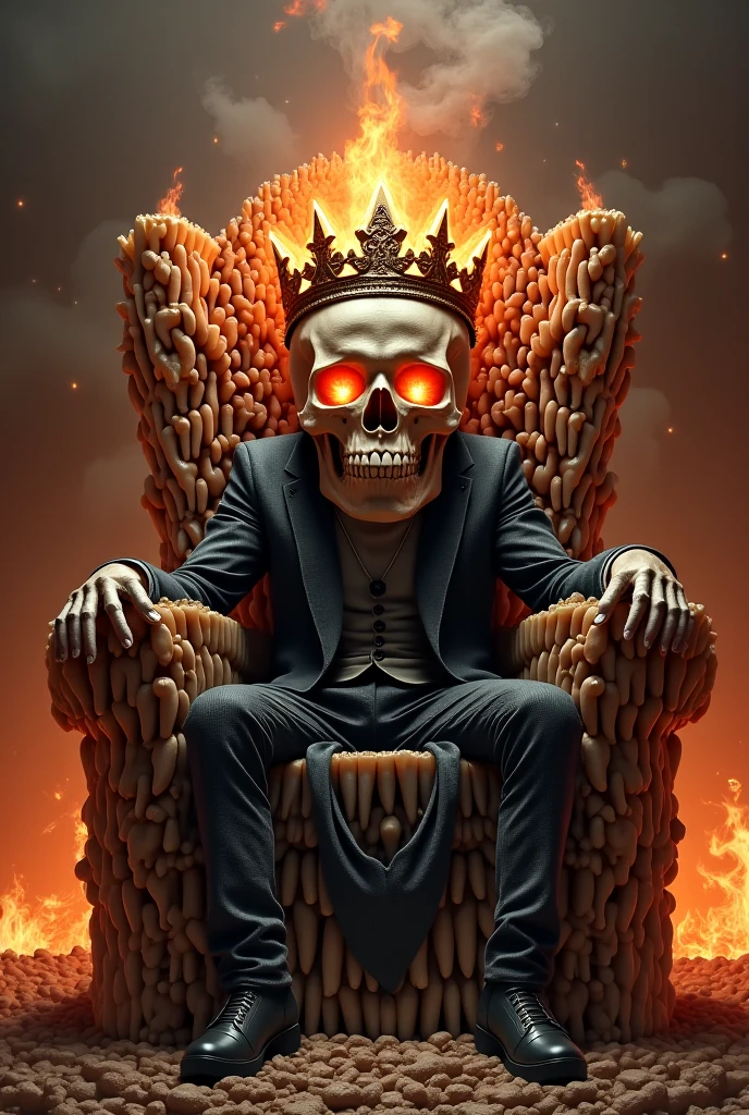 Skull with a crown on fire