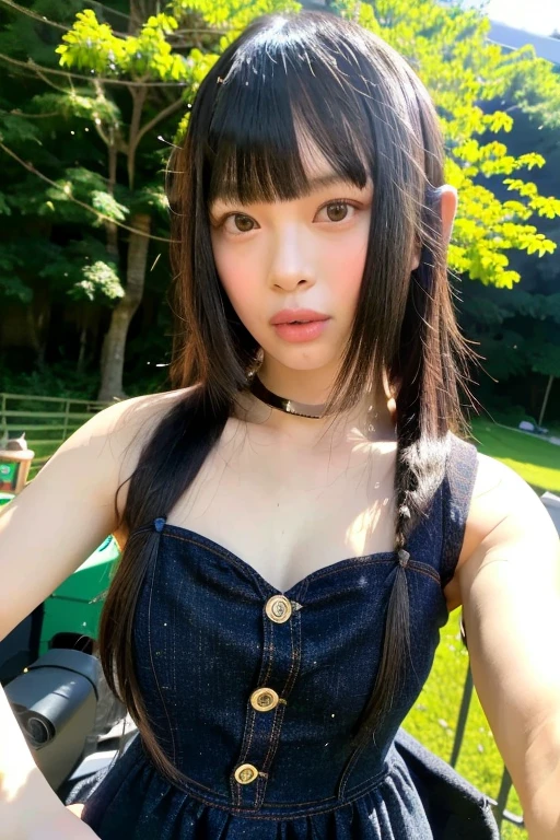 Twintail bangs girl nature selfie