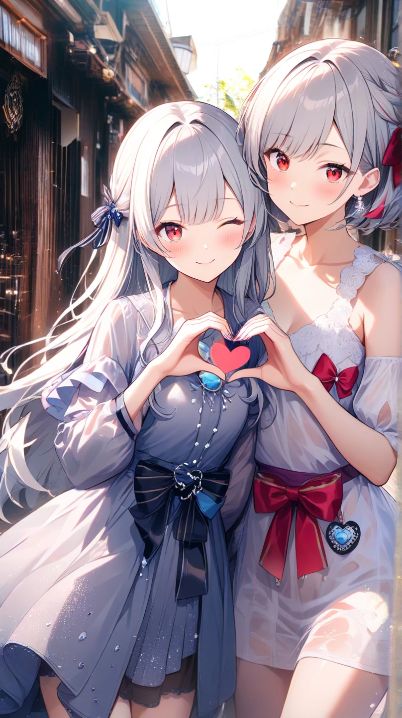 (2girls:1.4), (height_difference:1.7), (size_difference:1.3), (mature woman: 1.5), (yuri:1.3), (hugging:1.2), (:3), cute, (a giantess looking down at a girl: 1.2), (she is much taller than her: 1.5), looking at another, serafuku, school, (foreshortening:1.3), hearts, cleavage, anime girl with colorful hair and a colorful dress, rossdraws pastel vibrant, rossdraws cartoon vibrant, anime style 4 k, beautiful anime portrait, artgerm colorful!!!, ! dream artgerm, beautiful anime girl, anime styled digital art, anime art wallpaper 4k, anime art wallpaper 4 k, digital anime art, extremely detailed artgerm