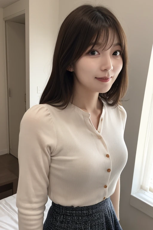 Japanese women, (smile:1.05),Browsing Caution、8K,Highest quality, masterpiece, Very detailed, 超High resolution, Realistic, RAW Photos, , Absolute Resolution, Complete limbs、Complete Anatomy、Perfect beautiful skin、cute女の子1人,cute女の子 、(smile:1.2)、Lolita Girl、(school uniform:1.3)、(A thin, sleeveless white shirt:1.1)、((((If you raise your right hand above your head, you can see your armpit.))))、((((左手でPleated skirtを掴んで捲るとWhite pantiesが確認できる))))、Accentuate your thighs、cute女の子、 Japanese Girls、(Bright room:1.2)、Mix 4, (16K, Raw photo, Full body view from knee to head、Best image quality, masterpiece: 1.45), (Realisticな, Photorealistic: 1.37 Two Girls, cute, Professional Lighting, Photon Mapping, Bright room, Physically Based Rendering, Dark brown long bob hair,Beautiful, well-groomed eyes、double eyelid、With a girl, (((A sleeveless white shirt worn by a Japanese high school girl、Pleated skirt、Dark blue short socks、loafers))), Highest qualityの写真, High resolution, 1080P, (Clear Face), (Detailed face description), (Detailed hand description), (masterpiece), masterpiece、Rich details、(Beautiful Faces)、(Highest qualityの写真)、(Detailed eyes)、 in front of you、Thin clavicle、((Slim and large))、(((A thin sleeveless shirt allows the bra to be seen through)))、((Pure Idol))、((Bright roomで立っている))、(A shot of a girl looking up from below)、(((White panties))),smile、Draw the whole body、No nasolabial folds、(((Large firm breasts:1.2)))、Firm big ass、Two arms and two legs、(((from the front:0.4)))、bare hands、Symmetrical eyes