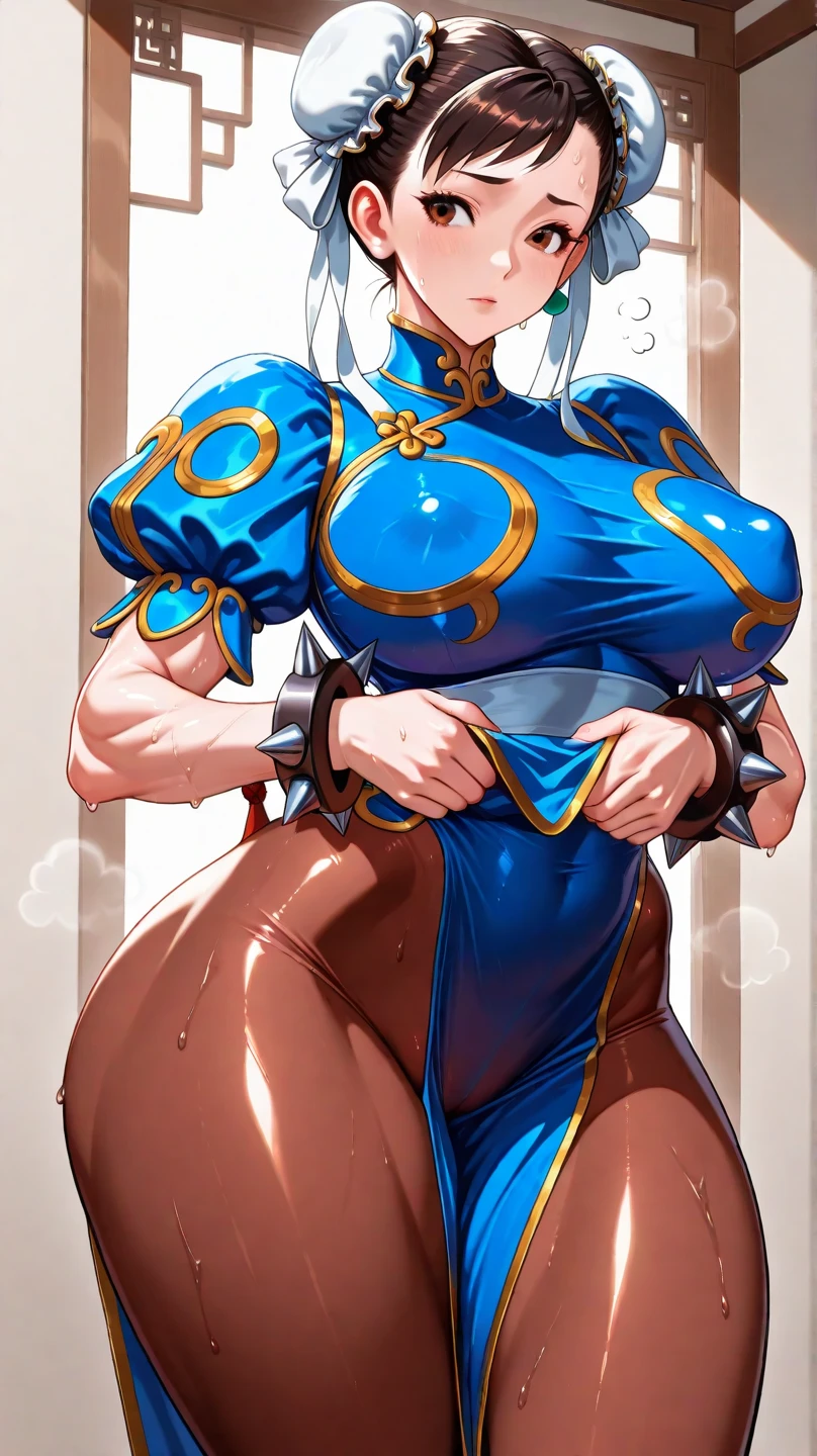 chun li, linda mulher morena, cabelos curtos, white knit sweater , brown pantyhose, sala, quarto, beautiful lips, rosto elegante ,cara bonita, Rosto de alto detalhe,pele altamente detalhada, olhando para o espectador, linda pele morena,Standing alone, belas coxas, coxas sexy, coxas grossas, coxas meio um pouco musculosa, tomboy,belo sorriso, lindo rosto detalhado, franja nos olhos