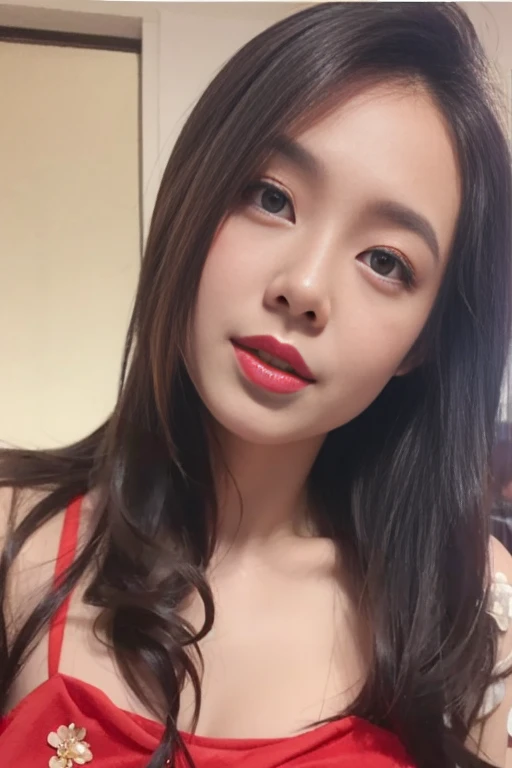 ((highest quality, 8k, masterpiece: 1.3)), concentrated: 1.2,   ((korean artist, Kwon Eun Bin)),   Highly detailed face and skin texture,   Fine Eyes,   double eyelid,    White skin,    ((Makeup Face. red lipstick)),   Slim Abs: 1.1.   ((Big Breasts:1.2)).   Long brown hair with bangs

((red Micro panties)).   ((red. Halter Triangle Bra)),    Long legs_whole body.    Spoiled Smile.    sleep.    Rolling.   Lie.   Open your eyes.    On the bed.     sleep.    Rolling.   Lie.   Open your eyes.    On the bed