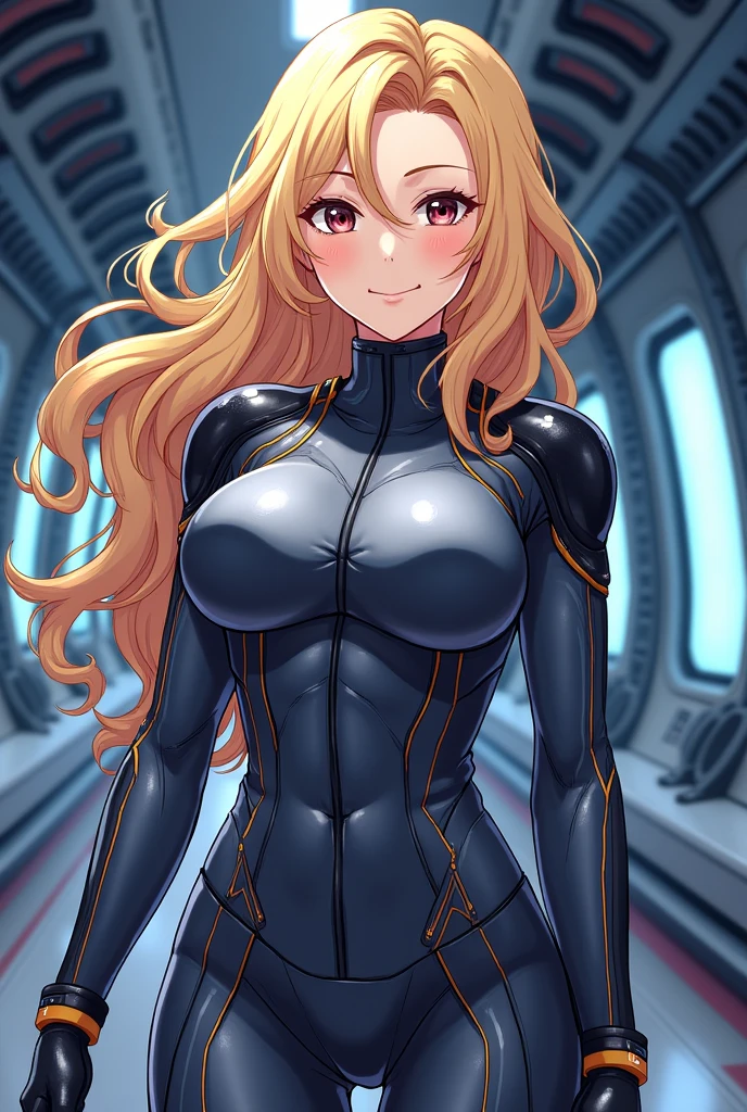 masterpiece, best quality, agrias, grey sweater, black leotard, standing, looking at viewer, blonde hair, superhero, boots, aura