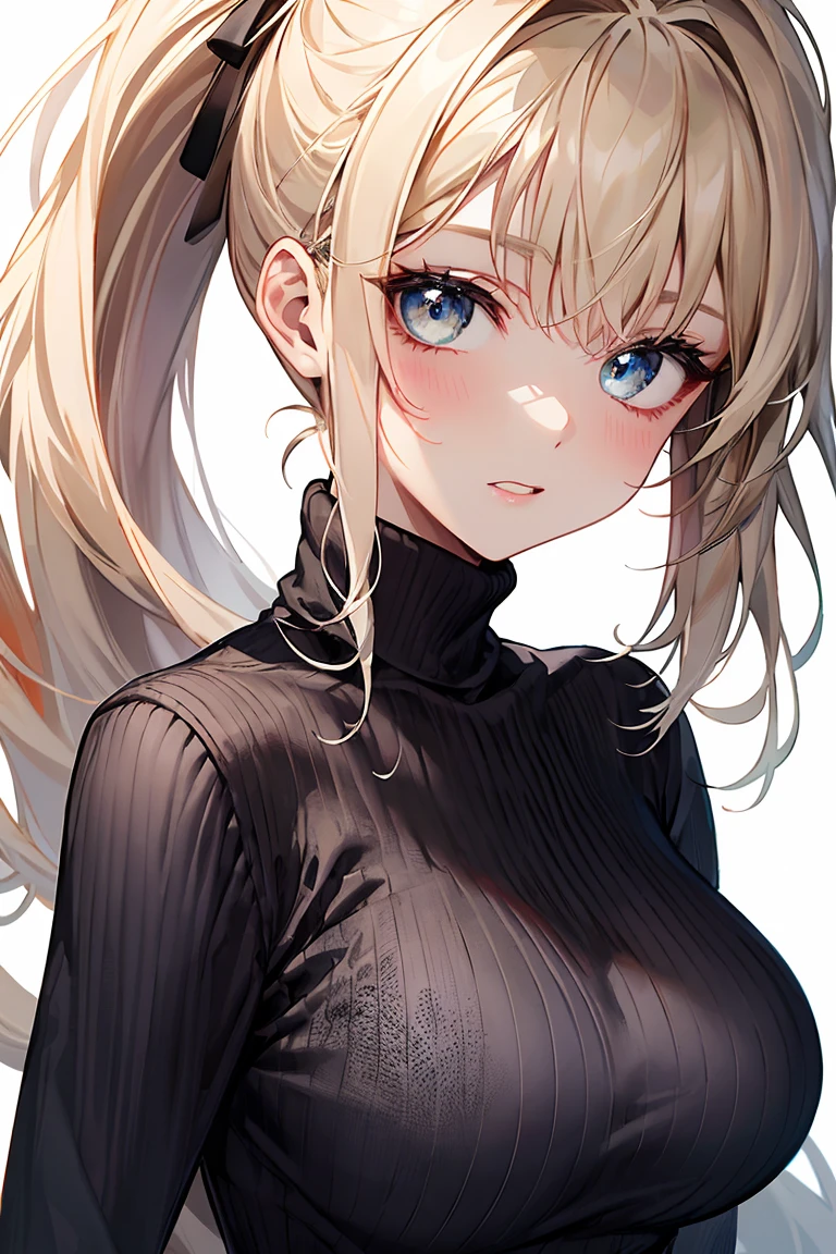 solo, 1girl, tsukuyo, scar on cheek, folded ponytail, hair ornament, purple eyes,
BREAK ((ribbed sweater,turtleneck,purple_apron, purple bowtie,pencil skirt))),
BREAK looking at viewer,(sexy pose:1.2), (hands behind head:1.3), (close up:1.2), (leaning forward:1.2),
BREAK (art: 1.2), best quality, high resolution, 8k unitary, (illustration: 0.8), (beautiful detailed eyes: 1.6), extremely detailed face, perfect lighting, extremely detailed in CG, (perfect hands, perfect anatomy),