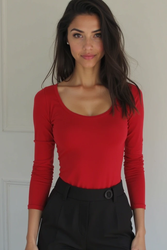 Open shirt, (((Leaning forward))), ((,Round face, Around 17 years old,mini skirt、loose tank top)),  Long Hair, , Natural Makeup, Lips become thicker, Sexy Gaze, barefoot, ((Raise one leg)),  Shooting from below,Gentle expression ,((Extremely precise and accurate anatomy)),  (masterpiece:1.43), Perfect proportions, Realistic photos, Full Shot, whole body, (height: 165cm), 