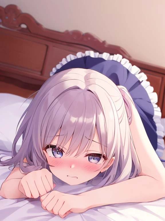 Cute beautiful girl、Look Up、Look up、Embarrassing blush、Screaming and crying、Gothic Lolita Lingerie、Wavy Hair