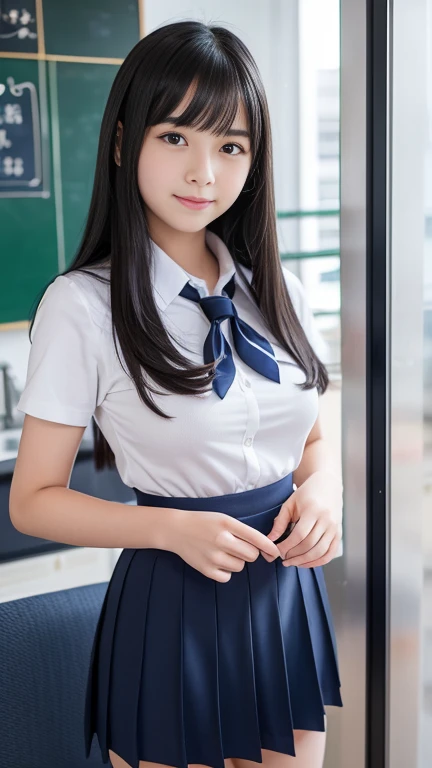 Highest quality、8k、Professional Lighting、Beautiful woman、Jet Black Hair、Beautiful and delicate skin、Glowing Skin、No makeup、Slender、Fair skin、Large Breasts、Side Ponytail、smile、skirt、((American highschool uniform))、 in uniform、Sit on a bench、(Spread your legs)、((Raise your feet onto the bench))、((Spread your legs wide and bend your knees))、((Raise your knees))、(I can see panties)、(((skirtを自分の手で持ち上げてパンティをみせる)))、Healthy thighs、
