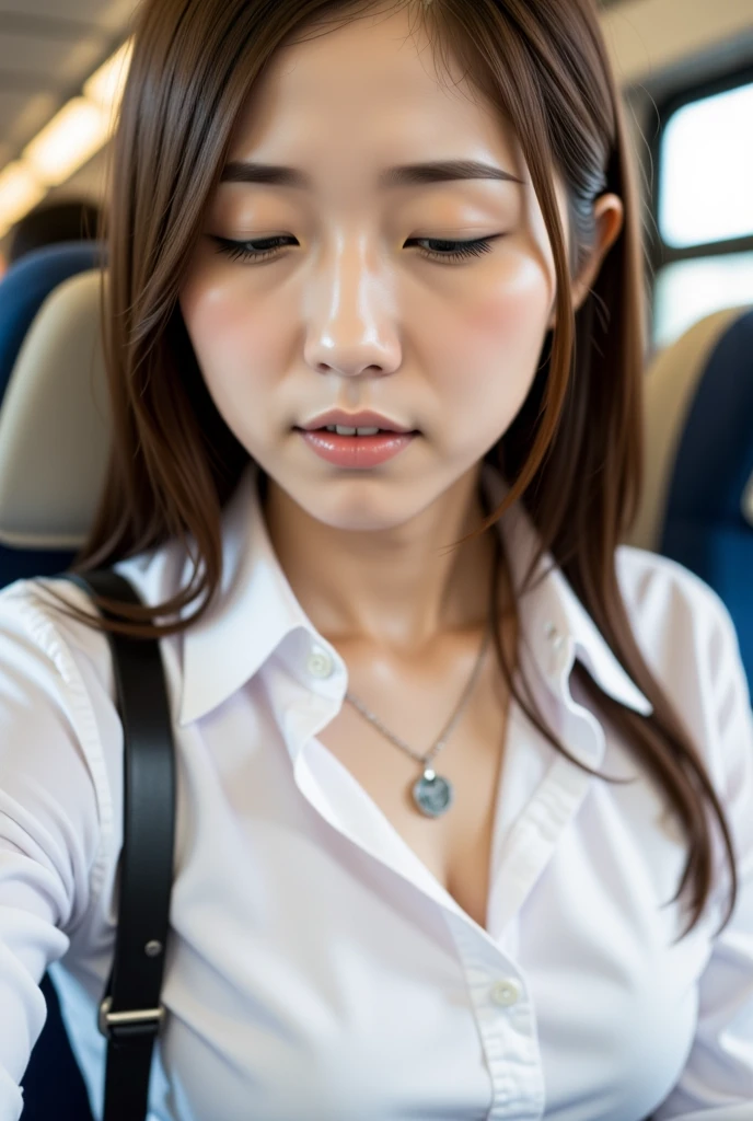 Beautiful Japanese actresses,(photo Realistic:1.4), (hyper Realistic:1.4), (Realistic:1.3),Very detailed, Edge Orgasm,face Focus, ((Woman with open mouth)) , Edgy Woman _face、Age 35、Black-haired、 News anchor、,Commuting Train,Inside the train,Train window,congestion,Standing and holding on to the strap,Male passenger in the back,((Sweat)),((skin shining with Sweat))((Clabrasion glistening with Sweat,face shining with Sweat)),,Entrance to the house、In front of the entrance、In front of the shoe rack、White collared shirt,Hair tied up、teacher,Frowning, eyeball, Glare, Frowning, Frowningをする, shout, Big eyes, Crazy Eyes,((oil filter))((Bukkake))((Super Hard Orgasm))Wet Filter,(symmetrical nose)((raised eyebrows, furrowed brow, closed eyes))(A woman who is molested on a train and reaches orgasm)(横face,)((A string of drool drips from the corner of one's lips、Saliva pools in the mouth))
