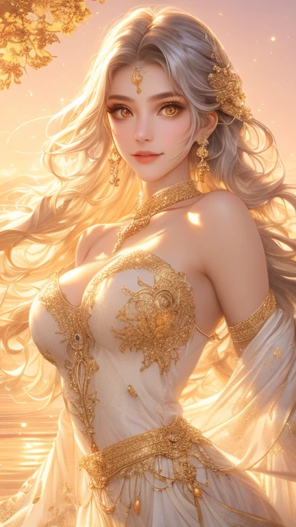tmasterpiece,Highest image quality,Beautiful bust of noble fox dancer,Exquisite blonde bun,clear green eyes,Fox ears with tail,veils,Barefoot,Ultra-detailed details,advanced。At the Pixiv Art Station,Break your own power,Louis,Big breasts exposing cleavage,R-18G