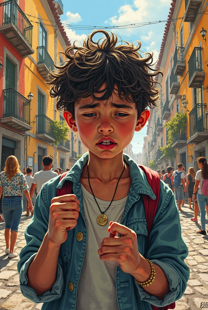 A Genoese boy, sold and taken to Spain, suffers abuse, But his love for his country leads him to defend the honor of Italy., Throwing the coins that were given to him out of pity.. GENERATE ME IN DRAWING