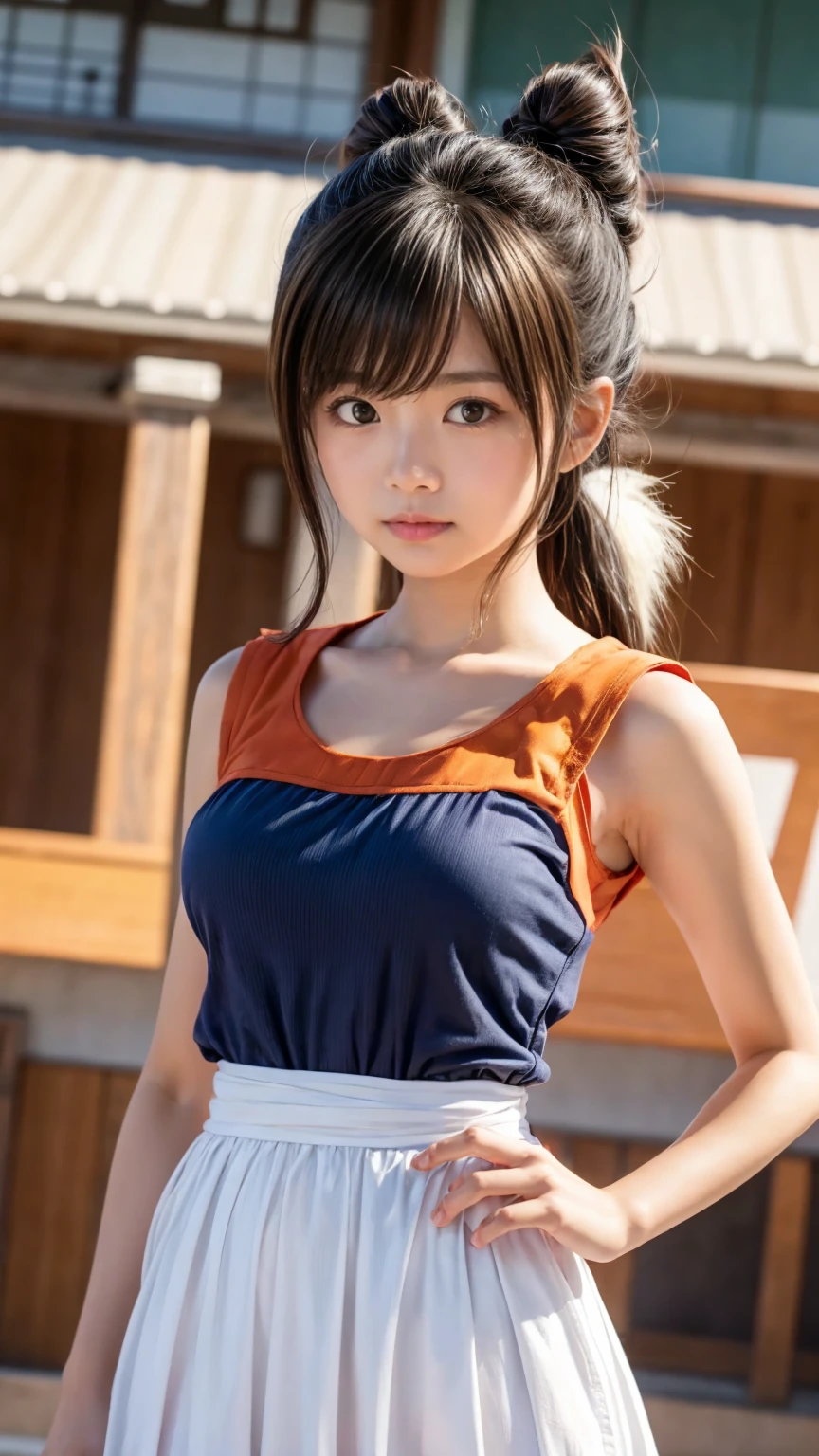 （8K、Raw photography、highest quality、masterpiece：1.2),(black haired、very short hair:1.7),show viewer,Looking at the front,erotic,(super sentai series、precure series costumes:1.6)、(Clothing that emphasizes the shape of your chest:1.4)、(big breasts :1.4)、slim body shape、ultra high resolution,beautiful,beautiful fece,(alone, alone、no background:1.9),whole bodyボディー,、(black eye、japanese woman: 1.3),（Photoreal：1.37）、photon mapping,reality、(Cute with a baby face: 1.1)、(cute smile: 1.7)、(With a round face: 1.8)、radio city、Physically based rendering、depth of field rally background、photograph, (I can see your knees,close up of thighs、skirt is too short、spread your legs、showing off white panties:1.4),whole body、super fine