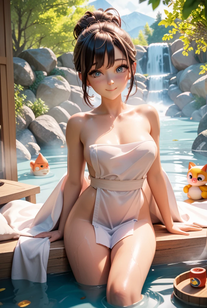 (masterpiece, top quality, best quality, official art, beautiful and aesthetic:1.2), ultra realistic, 32k, extremely detailed CG unity 8k wallpaper, detailed background, 1girl,<lora:Tingyun_v16:0.8>, tingyun, green eyes, ponytail, hair ornament, white collar, (fox ears:1.3), seductive smile, (nude:1.5), looking at viewer