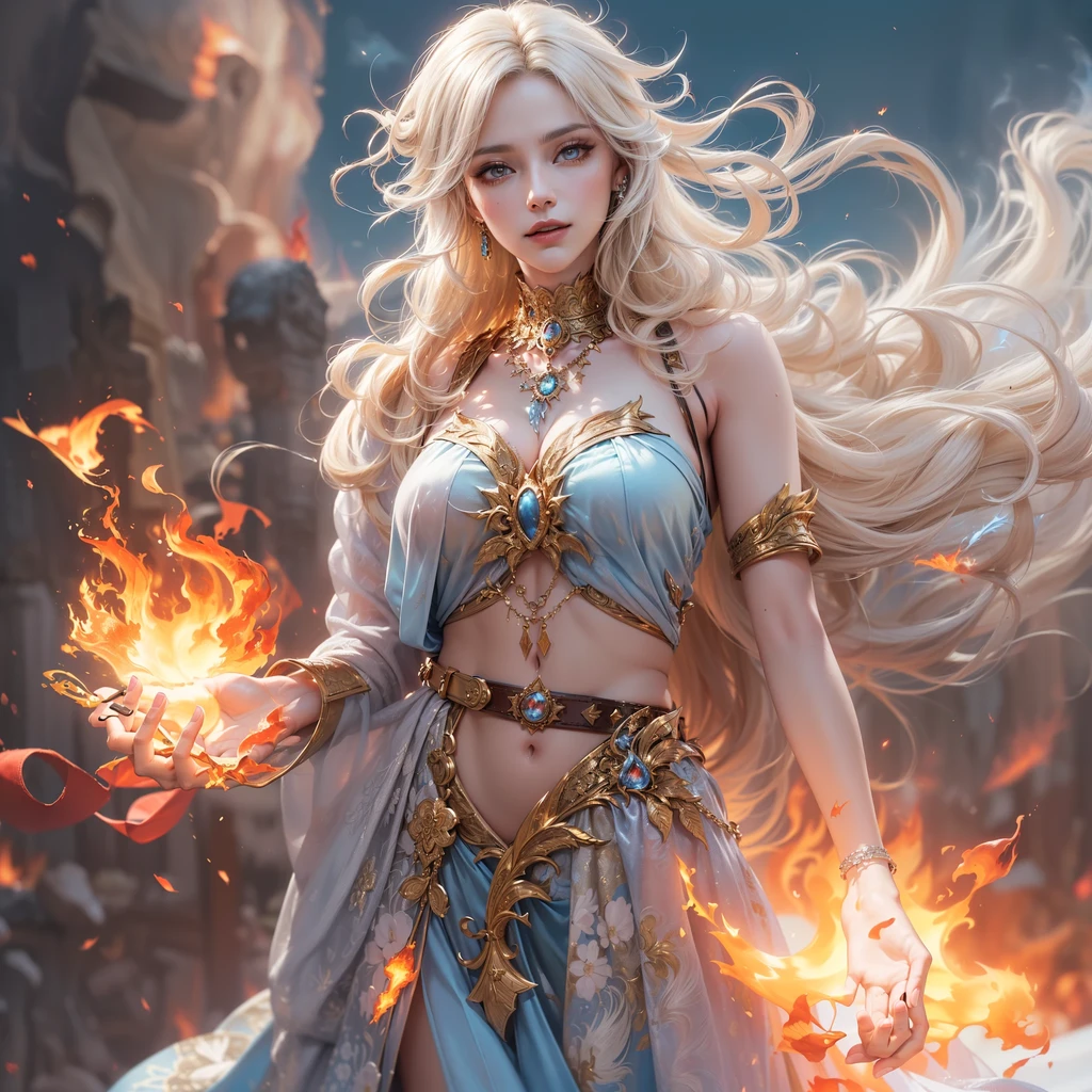 A powerful warrior of God, commanding the power of light magic, shrouded in an aura of mystery, 1 girl, detailed face, beautiful intricate eyes, striking facial features, long flowing hair, ornate armor, glowing ethereal energy, dramatic pose, dramatic lighting, cinematic composition, epic fantasy, vibrant colors, digital art, masterpiece, best quality, 8k, hyper detailed, photorealistic