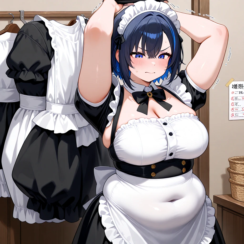 (((Pixel Perfect, Perfect in every detail,nsfw,curvy,clothes lift))), alone, One girl, Ruka Sarashina, Blue Ribbon, big , (maid), View your viewers, smile, In the room, Are standing