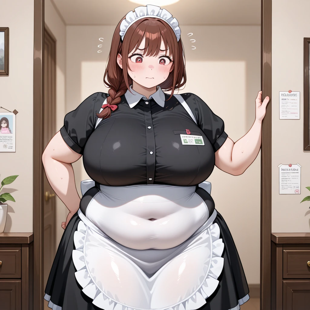 Delivery truck of Yamazaki Baking Co., Ltd.、driver adult woman、kind,huge busty,digital anime art,