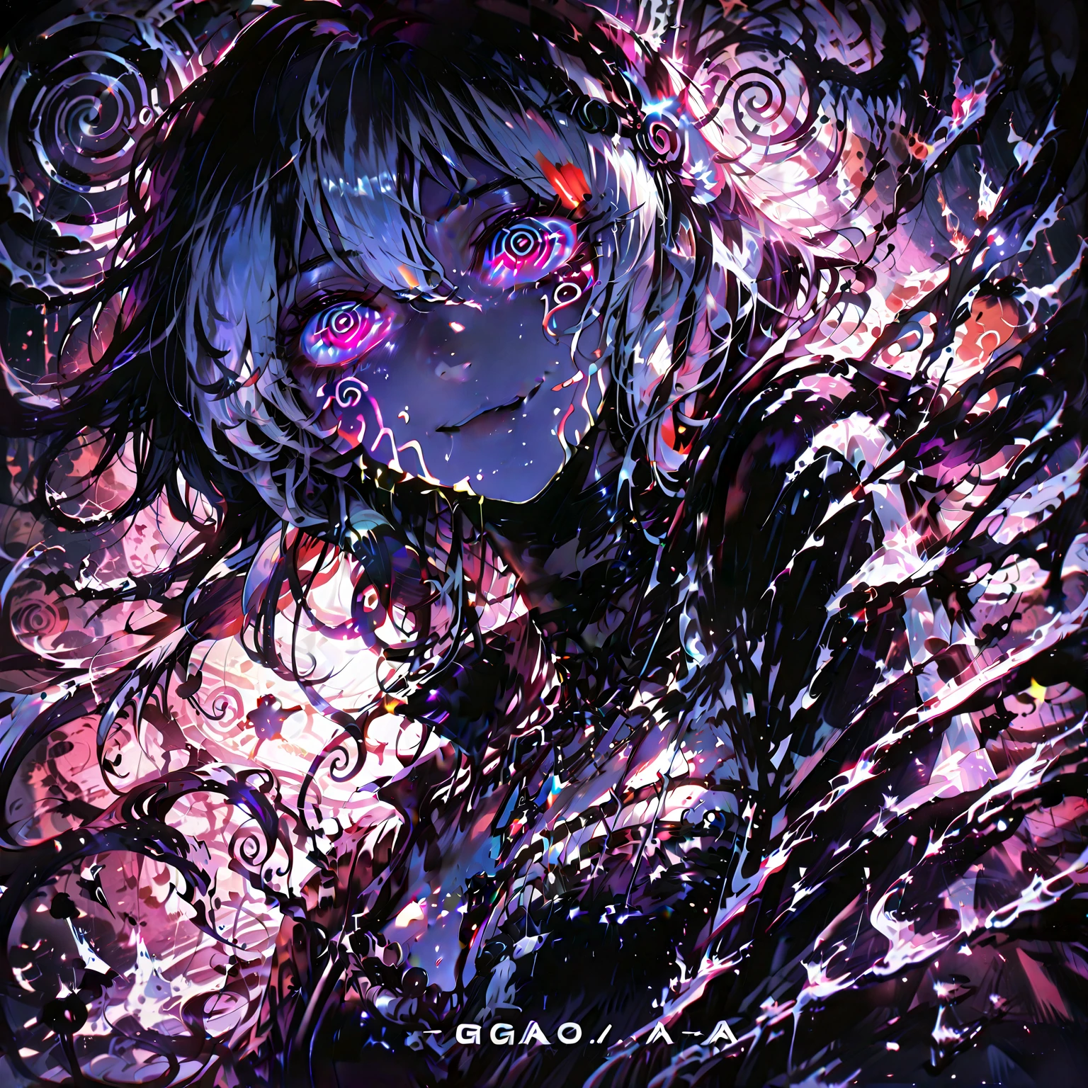 masterpiece, best quality, ultra high res, (abstract art:1.3), (dark theme:1.2), art, stylized, deep shadow, dark theme, 1girl, cosmic dress, cosmic beauty, in space, nebula, controlling the galaxy