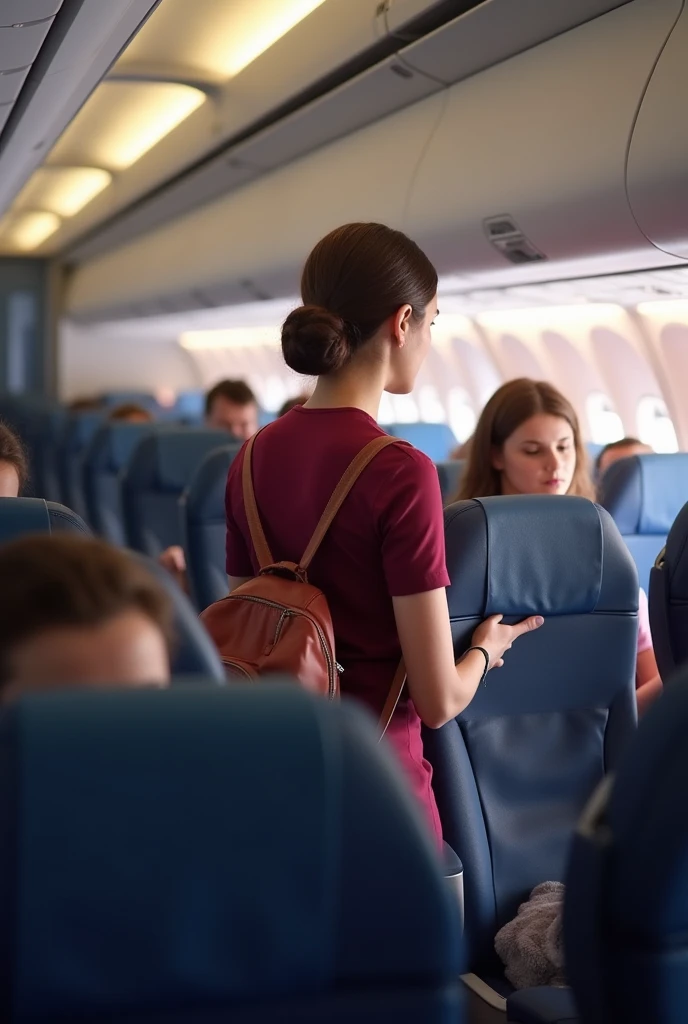 passengers sitting on the plane with their backs