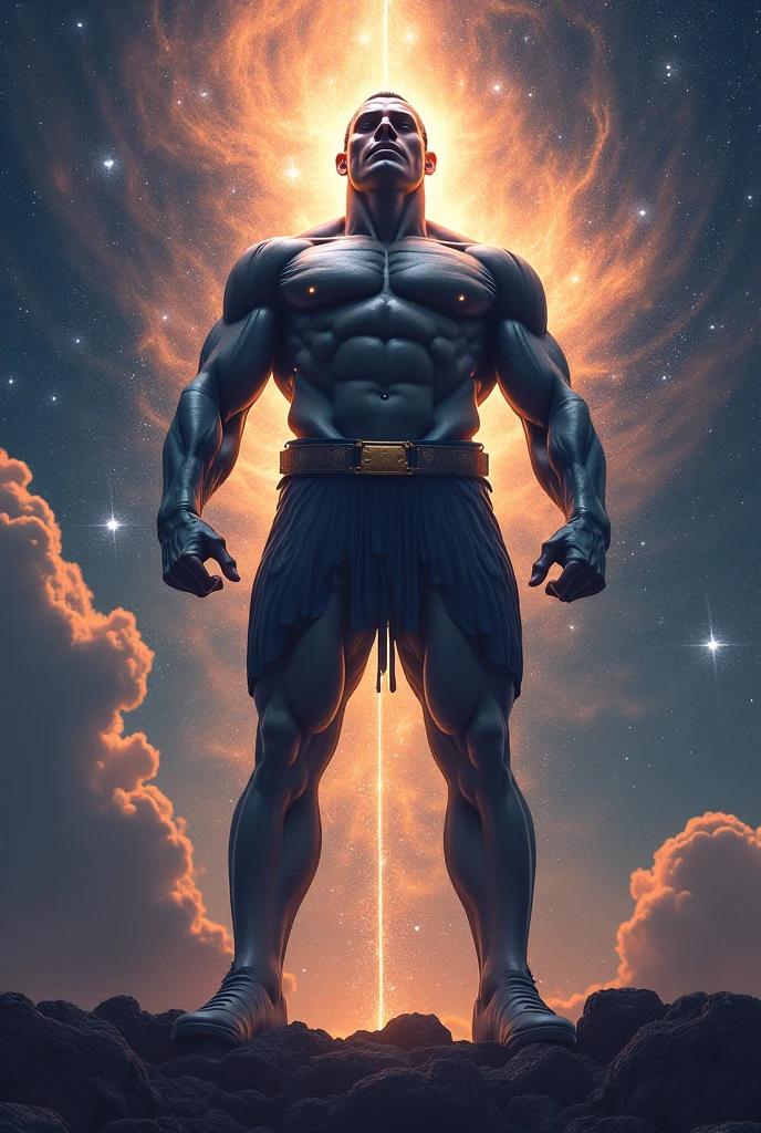 A man in space in gym very big and muscular