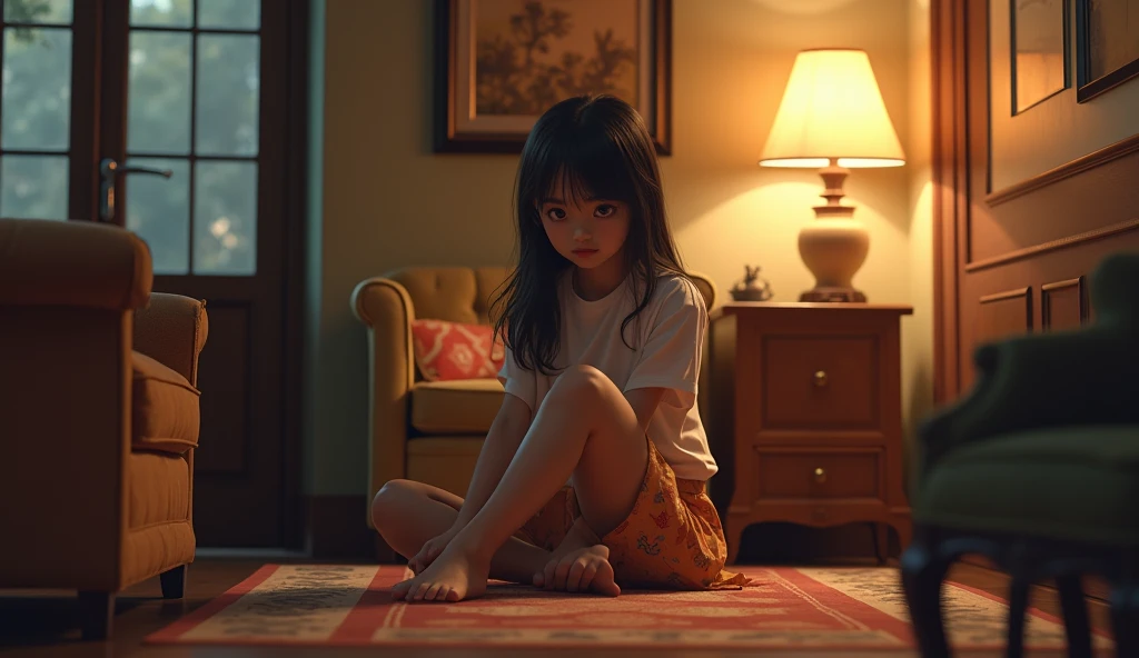 A burmese cute type of girl,wake up in the bed room,insecure of her clotheswith night dress, she raise hand ,yawning on her bed room ,a little clothes scattered on the foor in her room ,chaostic condition the mice run and eat the food and one mouse bike her toe,so comfused and complex condition,very realistic style,best quality,18k resolution