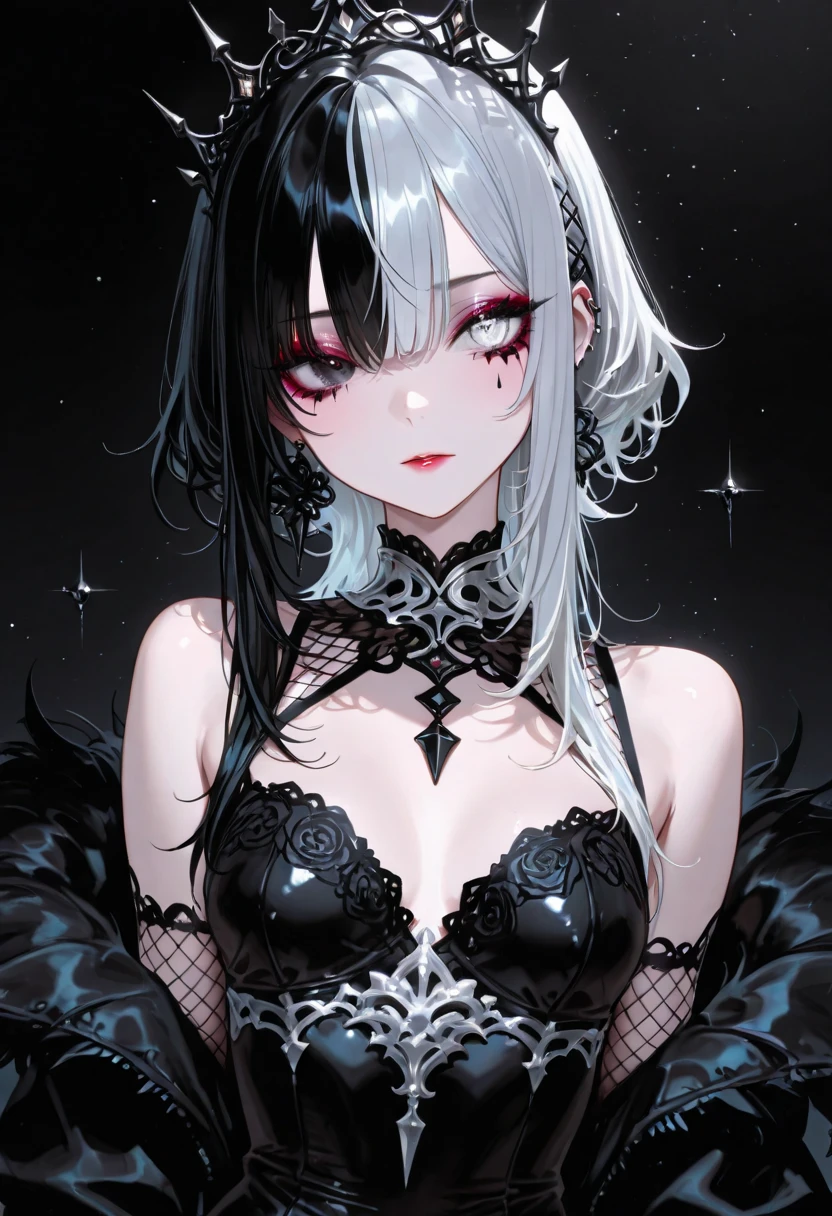"(Best Quality, 8K, 32K, masterpiece, toxic liquid style:1.3), Ultra-detailed, (Photorealistic:1.4), pink and white colors, perfect color scheme, albino, The most beautiful and sexy gothic punk rock Girl, Detailed moonlight eyes, Upper body, Luxurious punk mohawk hair, Edgy Harajuku-inspired gothic punk rock fashion, super huge enormously gigantic , cleavage showing, Avant-garde gothhic makeup, Numerous piercings, Heavily tattooed body, Street graffiti background, Backlight effect, Shallow depth of field, cherry blossoms and butterflies blowing in the wind