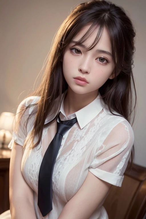 Raw photo, highest quality, masterpiece:1.2), highest quality, figure, Very detailed, Fine details, High resolution, wallpaper, Perfect dynamic composition, (Detailed high quality, Realistic depiction of eyes:1.3)、A woman who has been and has her hands tied、Arms wrapped around his back, hands tie behind back, Put duct tape over your mouth、Inside a beautiful hotel room at night、Crouching on the floor、Outside the window is a night view、 With legs wide open、(White underwear、Panty shot)、Blue Short Sleeve Blouse、(Tartan plaid pleated skirt)、whole body、The whole thing faces forward、17 years old、High school girls、Wearing loafers、Wearing knee-high socks、Beauty、Well-formed face、Make your eyes even、Beautiful black hair、Has bangedium build、Well-balanced proportions、Beautiful legs、Fresh face、Beautiful scenery、, Surrealism, cinematic lighting, first-person view, f/1.2, Nikon, cowboy shot, 8k, masterpiece, 8k, UHD, award winning, best quality, highres