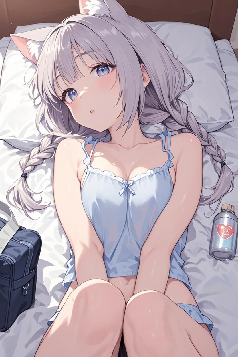 ((8k, Highest quality, masterpiece: 1.3)),Ultra-high resolution,(1 girl, alone), (Color changing eyes, Ultra-detailed, Expressive brilliance, Glitter, Glowing Eyes), Highly detailed eyes, Highly detailed face, Random Hair, ((pastel colour)),A bubbly young woman with pastel blue hair styled into loose waves, sitting on the floor of her sunlit bedroom during a bright morning. She is dressed in a simple yet flirtatious bunny girl cosplay, wearing a soft pink leotard, matching bunny ears, and a fluffy tail. The camera captures her from a slightly low angle as she giggles, holding a small stuffed bunny in her arms, her expression full of joy and playfulness. The room is filled with natural sunlight, with plush toys scattered around, a cozy blanket on the floor, and light-colored walls, creating a playful and cheerful atmosphere, (nsfw:1.3)