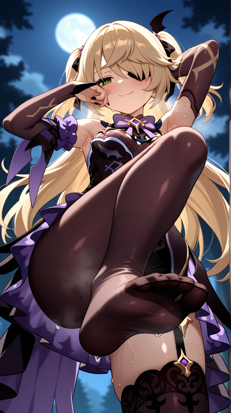 prison,  (((((((((from below))))))))), ((((((((looking down)))))))), ass pov,  femdom, dominatrix,  ((looking at viewer)), ((female standing)), evil grin, ((bare shoulders)), ((black bustier)), ((black stockings)), ((black g-string)), ((black high heels)), ((black garter belt)), ((black elbow gloves)), 独奏, evil grin, foreshortening, One girl,  Long Hair, Purple eyes,  chest,   Ahoge,   very Long Hair,   large breasts, ribbon,  hair ribbon, ponytail,  bangs, foreshortening,
