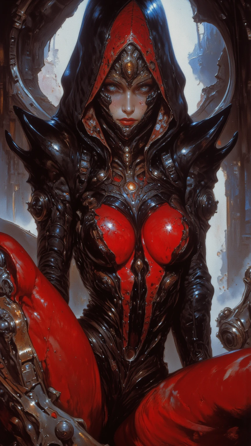 Megan fox as female carnage/witchblade, (red carnage witchblade muscular physique:1.25), (carnage/witchblade anatomy:1.25), (cybernetic tentacles extending from head:1.25), (mouth wide open, carnage style), (perfect hands with witchblade claws:1.26), Realistic, Very detailed face and eyes, (masterpiece:1.1), (best quality:1.1), (beautiful girl face:1.45)