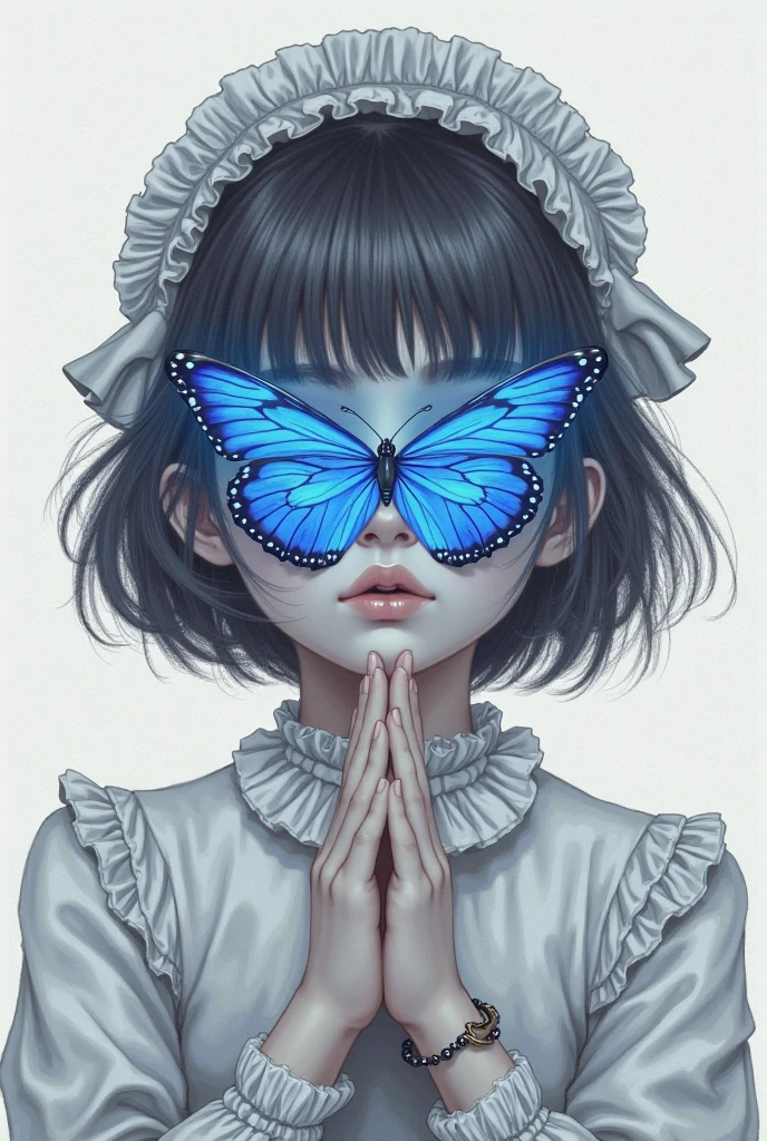 butterflies and flowers, futuristic style, with white color background