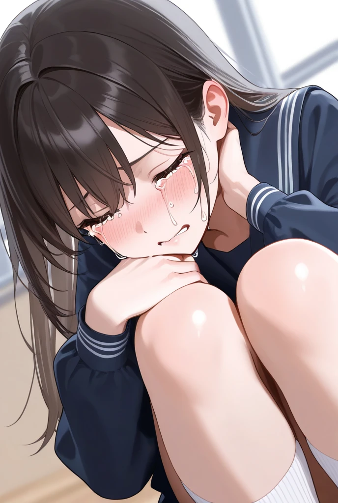 finest, masterpiece, High resolution, A pretty 20-year-old girl and a man with an erect penis、sailor suit、random hairstyles、A woman touches a penis for the first time、small breasts(:2.0)、Woman gives handjob to penis、Having sex with a woman's hand、Embarrassed and crying expression、dynamic angle、A room filled with cute little things、heavy breathing、sweaty bangs、A realistic penis for the viewer、Viewers ejaculate large amounts of semen onto women's faces、The woman's face is covered in semen、