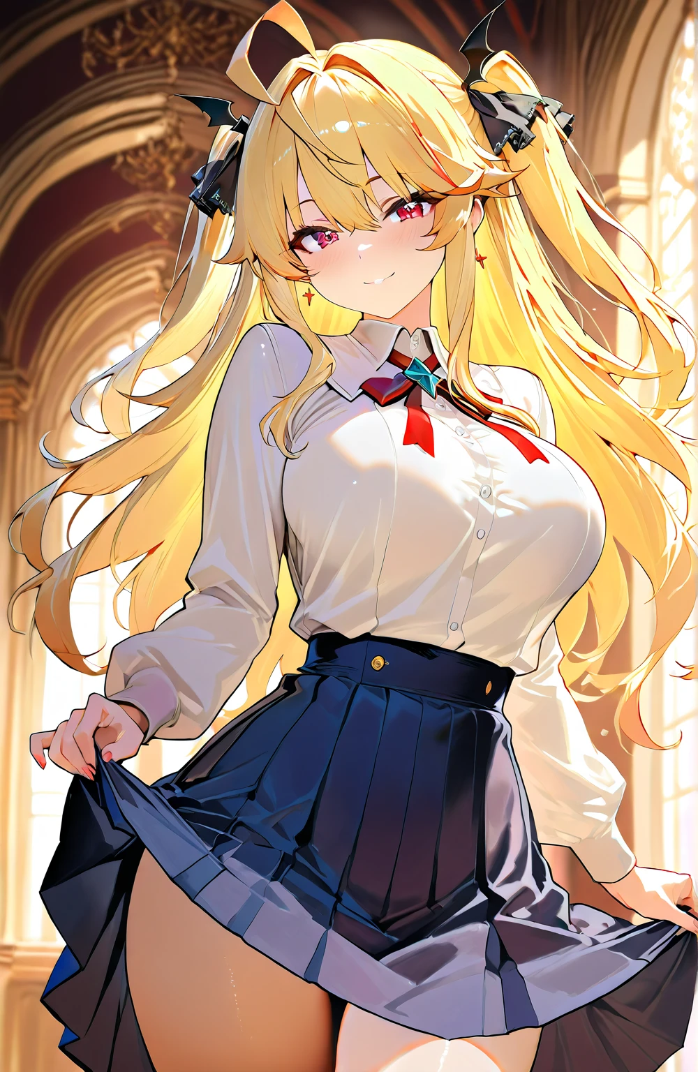 High school girls、Panty shot、mini skirt、Big Breasts、Cat ear、Thighs