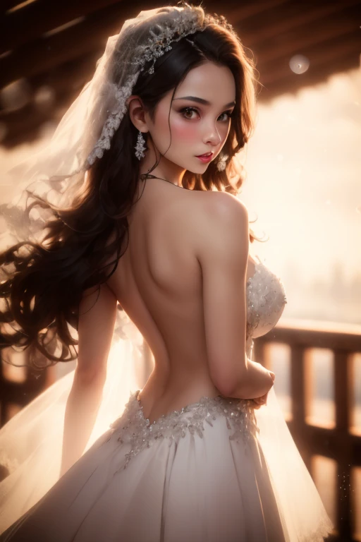 (extremely detailed CG unit 8k wallpaper: 1.5), < (masterpiece: 1.5), (best quality: 1.7), high resolution illustration, (finely detailed eyes and detailed face: 1.3), (detail: 1.3, best quality, (ultra detailed), (extremely delicate and beautiful), (illustration), (painting), (masterpiece: 1.5), cinematic light, dynamic angle, flotation, sharp focus, (2d: 1.7), (best quality: 1.3), (illustration: 1.1),((disheveled hair: 1.2),(beautiful detailed eyes: 1.1), (cinematic light: 1.1), Indian teenager, wedding dress, nude, semi nude,