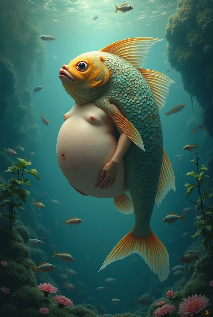 Hyper realistic, Beautiful, cute baby Face, 15 Years old russian lolita Girl, Wearing crown of green leaves, blue eyeermaid)), (((realistic mermaid))), (((pregnant))), fins, underwater, underwater city, atlantis, head_fins, masterpiece, best quality, (highres), absurdres, Extremely realistic, Ultra detailed, Make a this realistis, Focus, ((64K, Raw, Photography realistic:1.25)), epic skin, beautiful face, beautiful body, gorgeous, deep eyes, stunning, intricate, hyper-detailed, highly detailed, sharp, realistic, anime, manga, Perfect Hand, Perfect Finger, Bracelet, Ring, waist to toe shaped like a fish, half fish creature, scaly, reddish white translucent scales, shiny scales, hyper realistic scales, ultra detailed waist to toe shaped like a fish, half fish creature, scaly, reddish white translucent scales, shiny scales, hyper realistic scales, ultra detailed scales, mythological creatures, mermaid tails, mermaids, swimming in water, mythological creatures, wide toe, fin tailed, wide fins, Full Body, ((squeezing breast)), water bubbles, (breastssize:1.2), ((no bra)), ((adorable:1.2)), ((masterpiece:1.1)), ((bokeh:1.2)),hyper realistic shadow, hyper realistic lighting