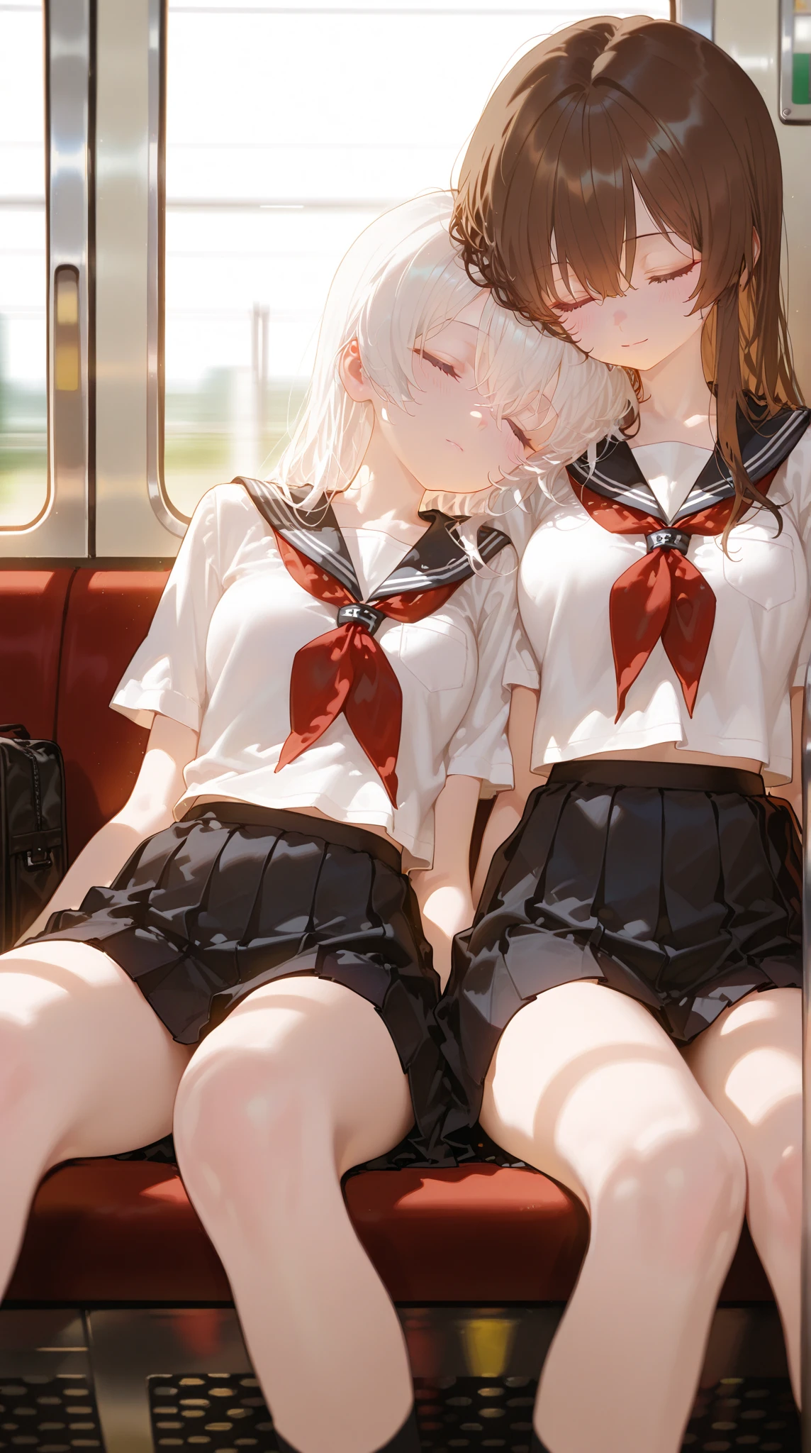 Two peopleのhigh school girl:1.9,((Two people high school girl:2)),((Two people:2)),Dynamic Angle, Perfect body, night,moonlight,Exterior lights,Gal, (Anatomically correct),masterpiece, highest quality, RAW Photos, Realistic, face,Beautiful girls, cute, Written boundary depth, High resolution, Super detailed, detailed, ighly detailedd, Extremely detailed eye and realistic student, pale and tanned skin,Two peopleで,woman,(panties), (Short-sleeved sailor uniform:1.8),Spread your legs:1.6,Wide Hips, ((Sensual;1.5)), Glamour, Big Breasts,Sunburn marks on tanned skin,Pink Hair,blonde,Platinum Hair,Brown Hair,orange,Wavy Hair,Shortcuts,Pixie Cut,Cosplay,building,intersection,stage,Pedestrian bridge,vending machine,night,深night,Blurred Background:1.2,White panties,Pink panties,Yellow panties,Black panties,GirlTwo people:2,Two people:2, high school girl,
