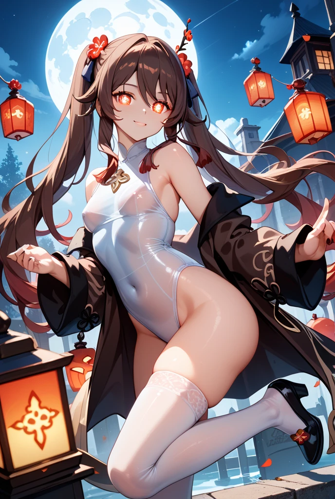 1girl, Goth girl, nude, black lips, glowing red eyes, full body