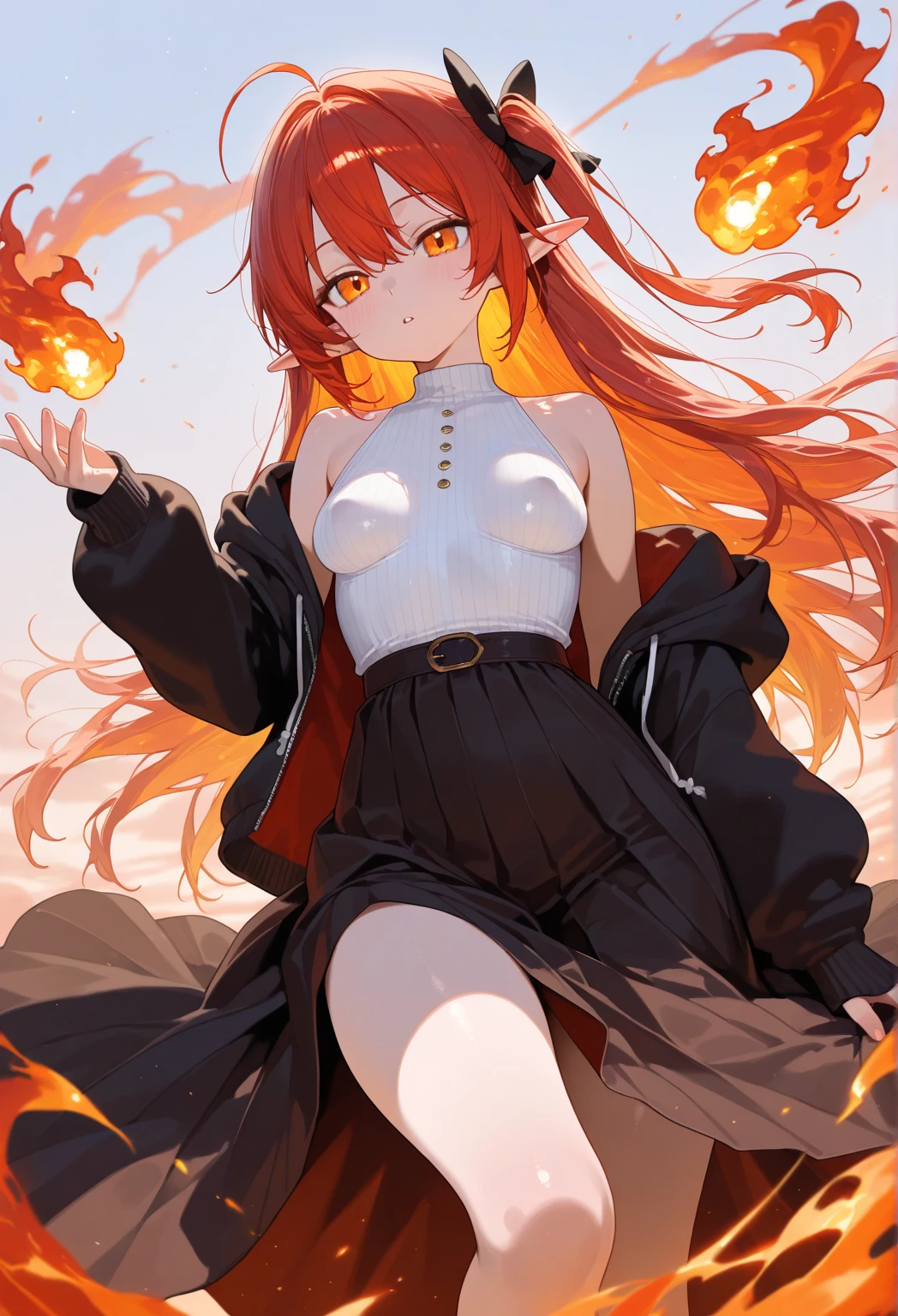 1girl, 18 year old female, Gudako, Fate Grand/Order, anime style, ultra realistic, high detail, sexy pose, sexy, beautiful, exposed skin, slender, skinny, exposed breast, medium breast, nipples, nude, nudity, absurdres, high res, ultrasharp, 8K, UHD, retina, masterpiece, accurate, anatomically correct, perfect ???????, textured skin, super detail, high details, high quality, award winning, best quality, high res, looking at viewer, detailed eyes, four fingers and one thumb per hand, perfect hands, perfect finger, two arms only, no clothes, revealing, orange hair, orange eyes
