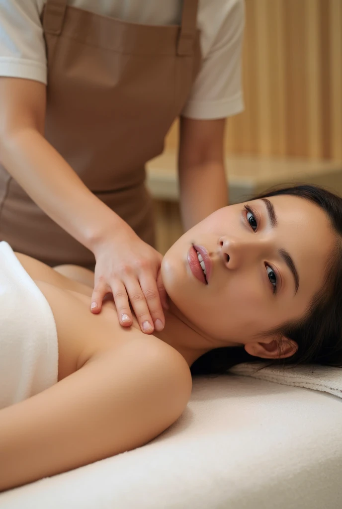 Woman receiving oil massage
