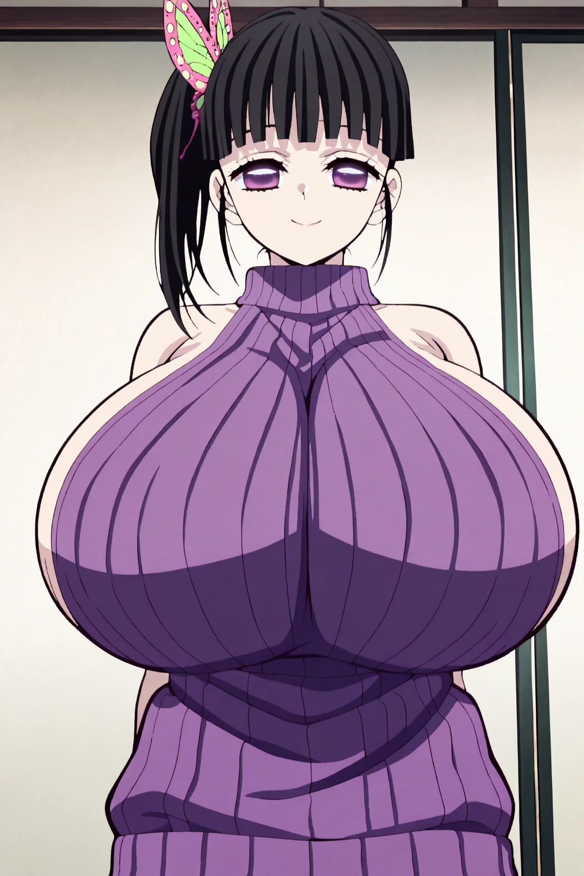 masterpiece, 1 girl, alone, Shortcuts, , Niijima Sae (persona 5)、Big Breasts, Mature Woman, Glare,Sharp eyes, Silver Hair、Lilac eyes, Empty Eyes LoRA / utsurome / Hypnotic suggestion,White off-shoulder sweater,Pink tight skirt, Pose standing thigh sex,Thick thighs, Hypnotic Pendulum,Hypnotic state,Hypnotic stateの目,squint,Open your mouth wide vertically,Oho face,Sweaty,Stuffy stuffiness,全身Sweaty,White off-shoulder sweater,I can see the valley,Put your arms behind your head,Stuffy stuffiness,Steaming, (Huge breasts:1.4), Putting on a collar,Fishnet tights