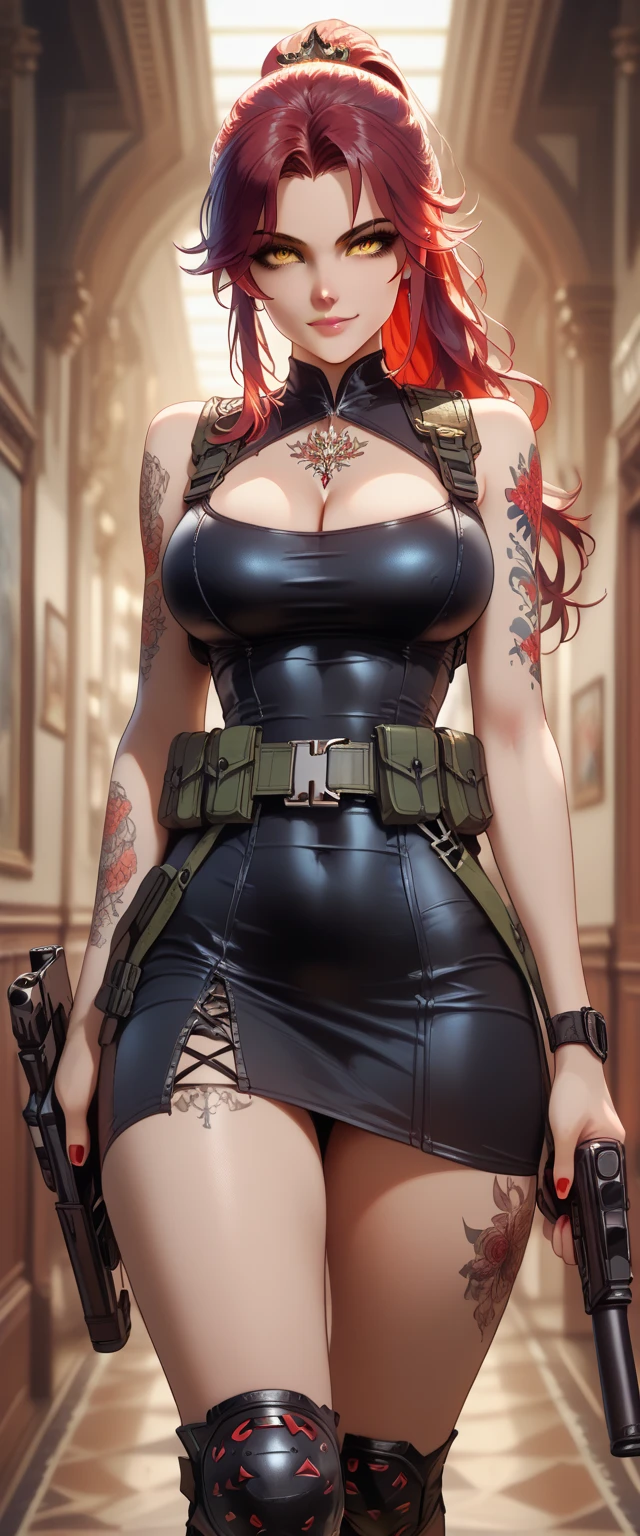 masterpiece, best quality, ultra-detailed, illustration, colorful, flat color, depth of field, lens flare, 1girl, katarina \(league of legends\), redhead, green eyes, messy hair, cat ears, anime, (closeup), detailed skin texture, beautiful detailed face, ((micro bikini)), seductive smile, alluring attire, collarbone, (huge breasts, torpedo tits), fit, whisker marks, face scar