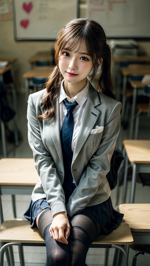 masutepiece, Best Quality, japanaese girl, 8K, Raw photo, top-notch quality, masutepiece, nffsw:1.2, exceptionally detailed RAW color photo, professional-grade photograph, (Realistic, Photorealistic:1.37), (highly detailedskin:1.2), Ultra-high resolution, (lenz 50mm), (masutepiece, top-quality:1.3), (Ultra detailed 8K cg:1.2), (hyper realisitic:1.35), (Photorealistic:1.45), (Realistic:1.4), Cowboy Shot,
1 beautiful Japanese girl, 22 years old, super model, Japanese Idol, __expression__, Large breasts, (sitting on the desk:1.1), (School uniform:1.4), (Spread legs:1.2),
(School classroom background:1.1)、Korean Idol、Nogizaka Idol、hposing Gravure Idol、Adults、女優