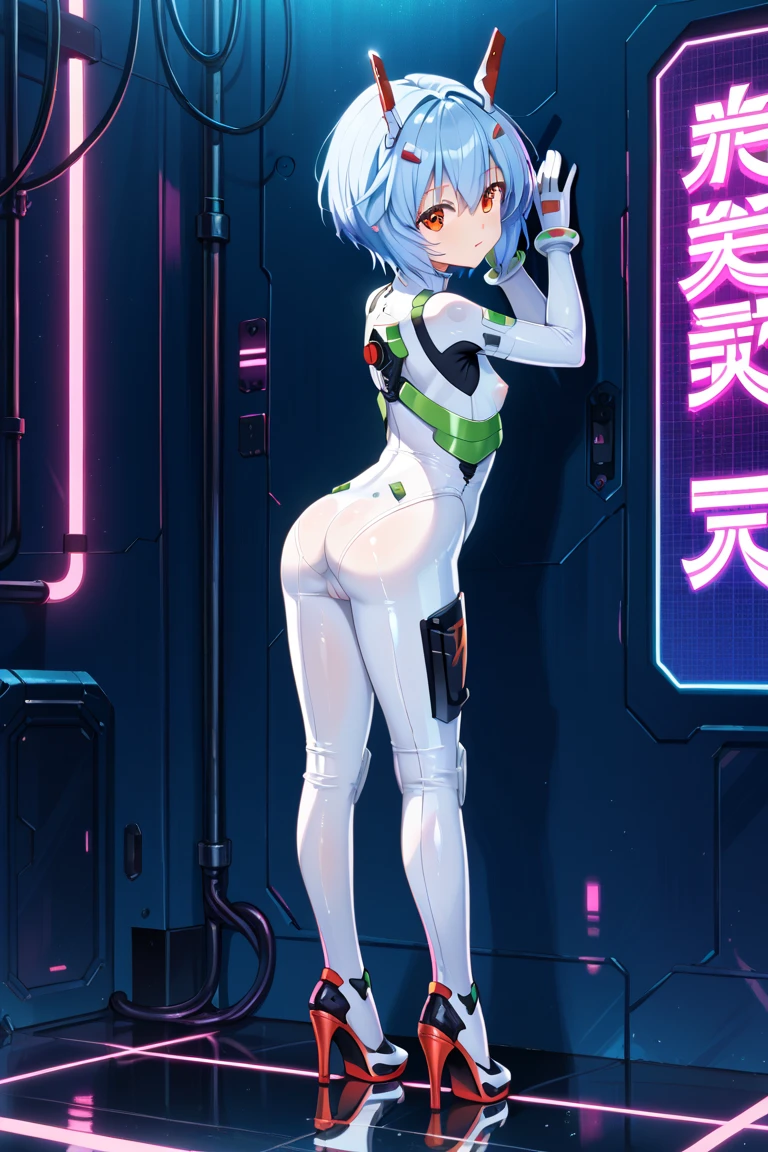 Rayanami, Rei Ayanami, Blue Hair, bob cut hair(Red eyes:1.5), Bodysuit break, hat, Plug Suit, Bodysuit swing, break ao ar livre, city, break olhando para o espectador, break (Master Parts:1.2), Highest quality, High resolution, unity 8k wallpaper, (figure:0.8), (Beautiful and fine details:1.6), Highly detailed face, Perfect lighting, Extremely detailed CG, (Perfect hands, Perfect Anatomy),very big breasts and very big butt
