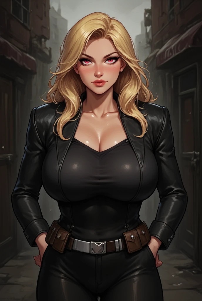 Real women, she is Blonde with short hair, she has an hourglass figure, she has a surreal, hentai-like physique, with exaggerated curves that showcase large buttocks and voluminous breasts.
elle est trés en colére, habillé en cadre supérieur,