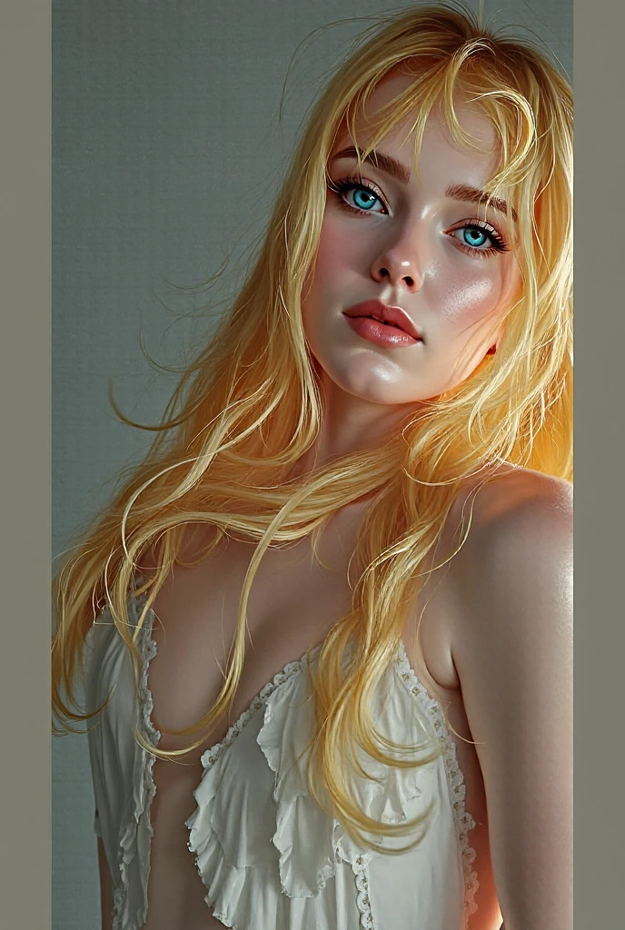 woman pretty, blonde, painting of a woman laying on a bed with her eyes closed, serge marshennikov, by Yanjun Cheng, eve ventrue, vincent desiderio, by Zhou Wenjing, inspired by Konstantin Vasilyev, wlop jeremy lipkin, by Andrea Pozzo, oil painting hyper real, lovely languid princess, extremly detailed oil painting